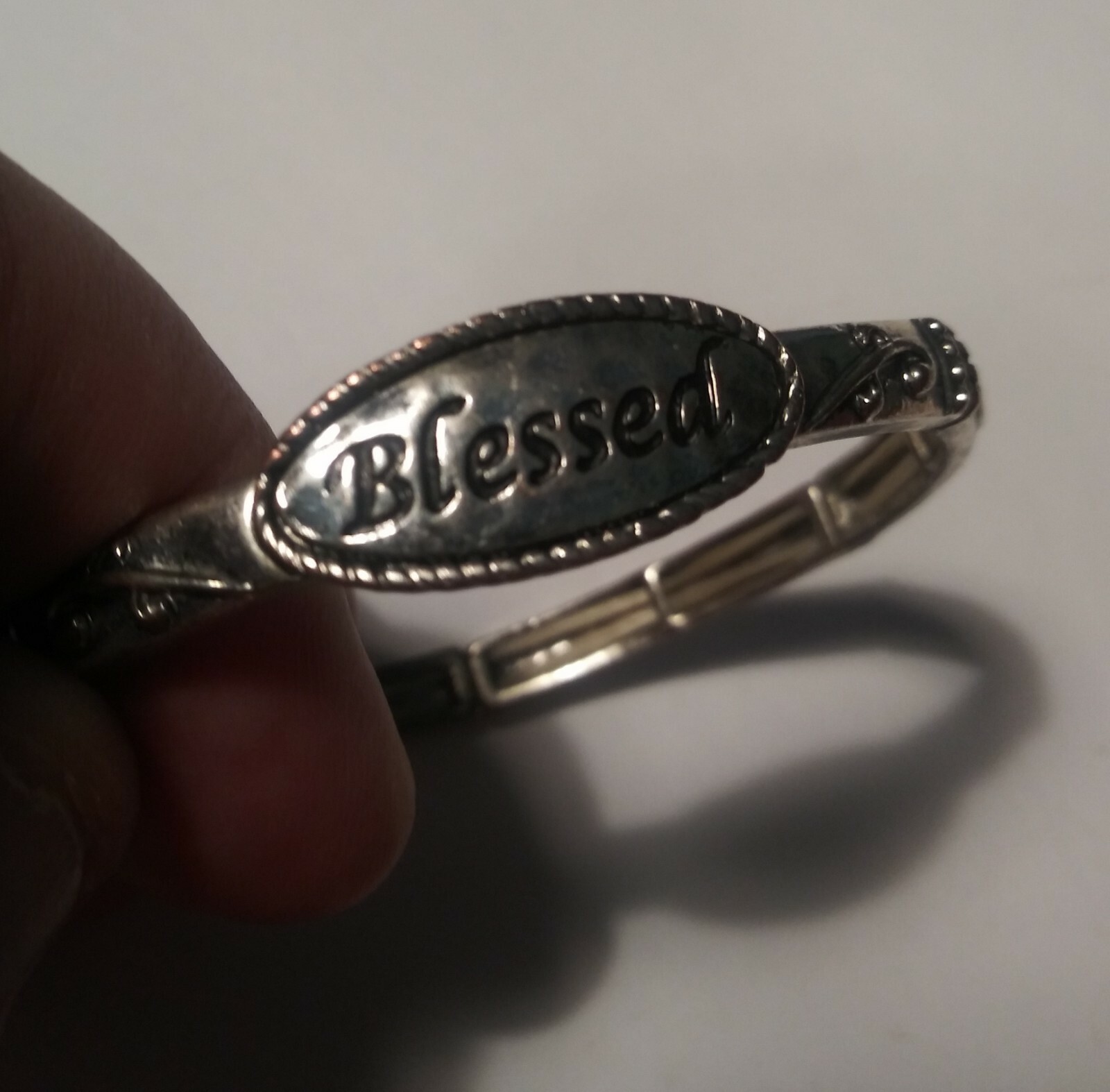 BLESSED Silver Tone Stretch Bracelet – Pre Owned – Good Condition – No Mark
