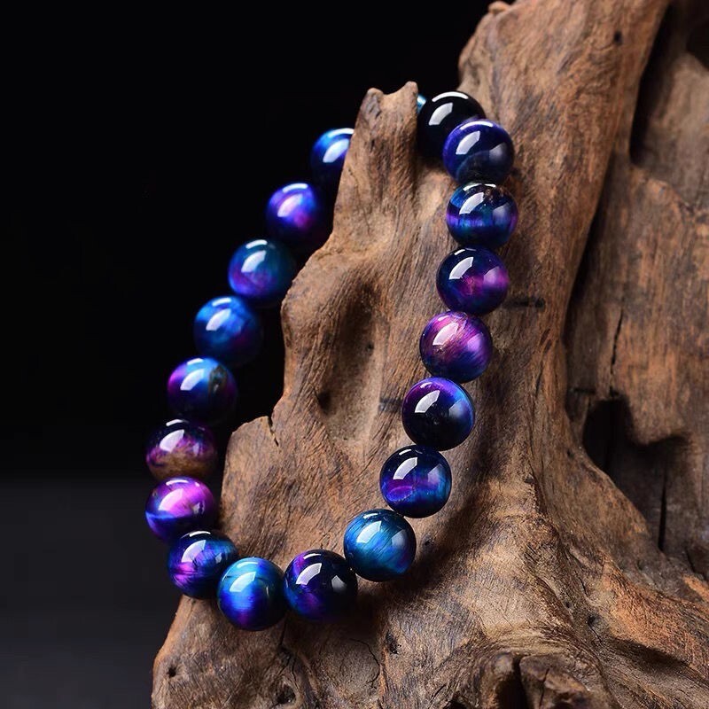 Galaxy Tiger Eye 8mm Beaded Healing Protection Strength Stretchy Bracelet Gifts