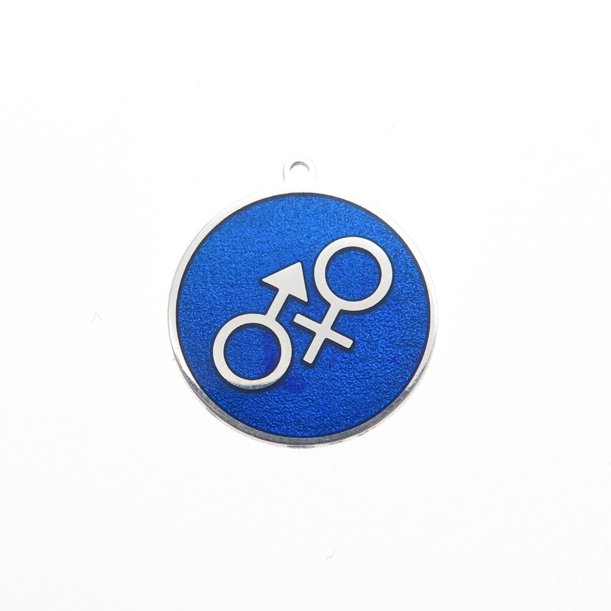 925 Sterling Silver Blue Enamel Male & Female Symbol Minimalist Charm Pendant