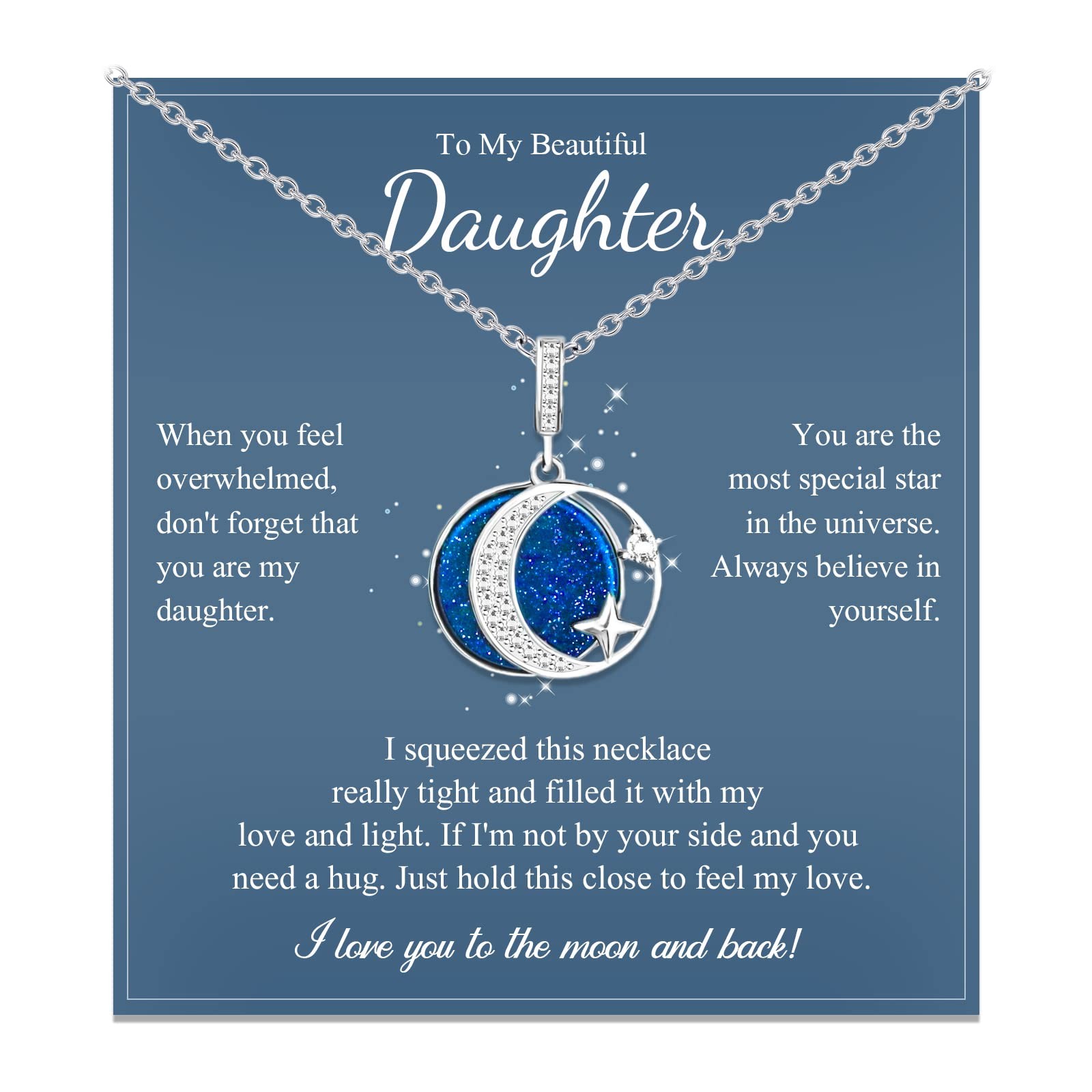 To My Daughter Birthday Necklace Christmas Gift from Mom Dad Gifts for Bonus Dau
