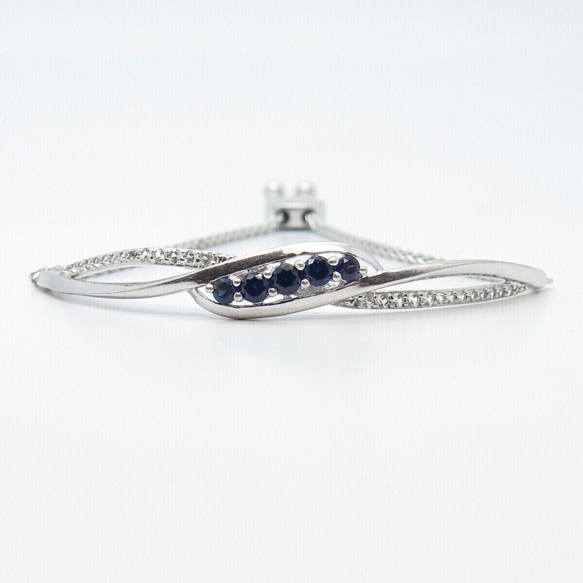 Christmas Gift Bolo Bracelet 4CTRound Lab Created Sapphire 14K White Gold Finish