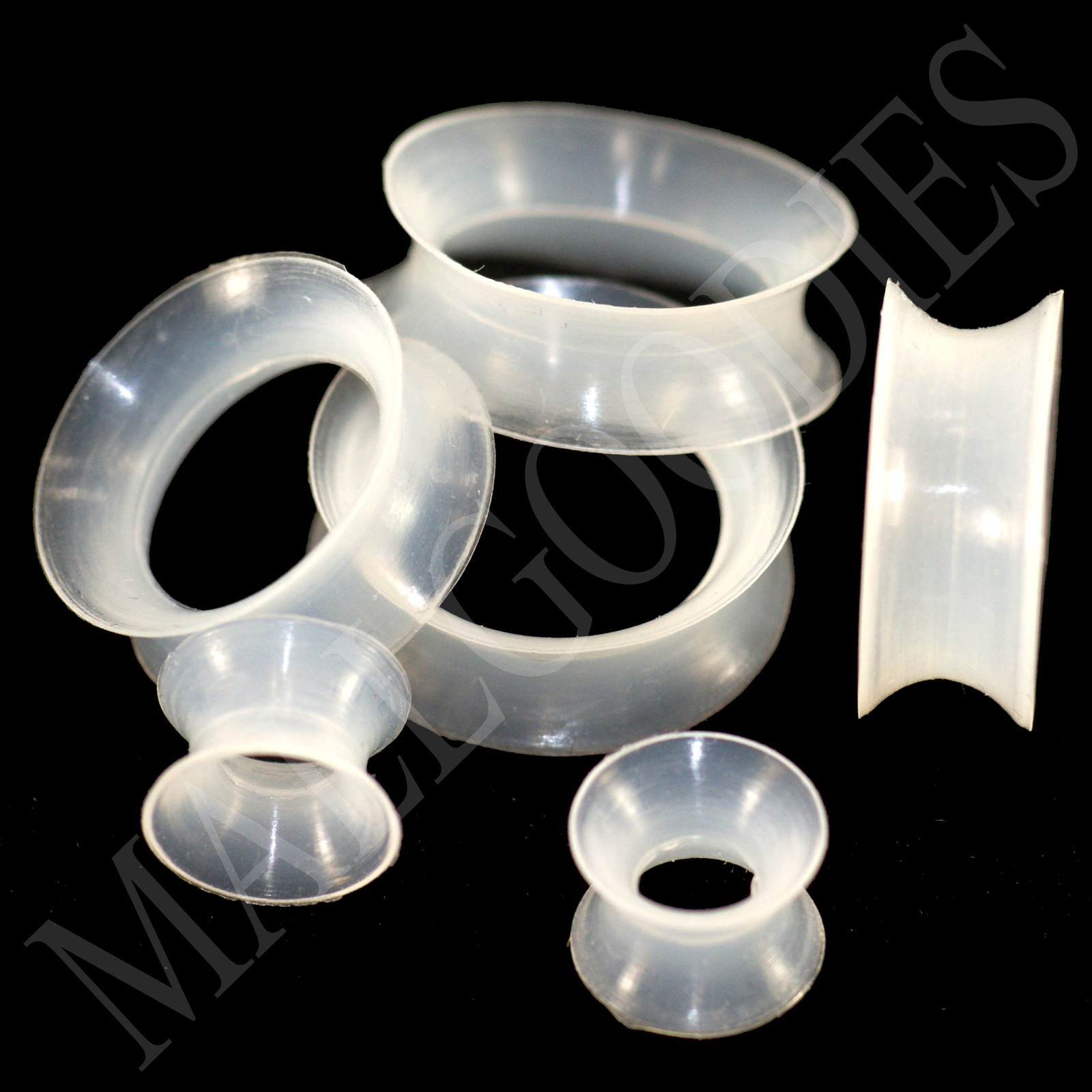 V131 Double Flare Clear Silicone Squishy Saddle Plugs Tunnels Soft Skinny Gauges
