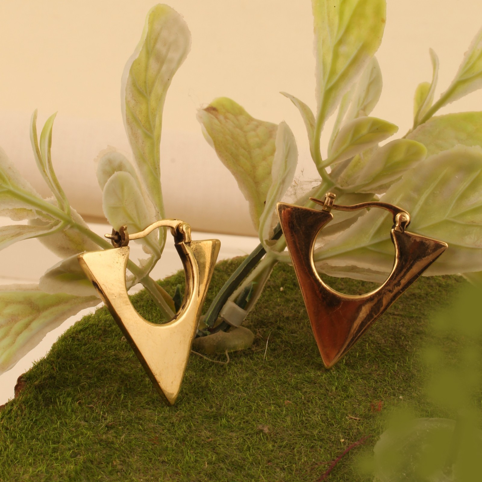 Gold Plated Geometric Triangle Hoop Earrings for Women Modern Triangle Earring