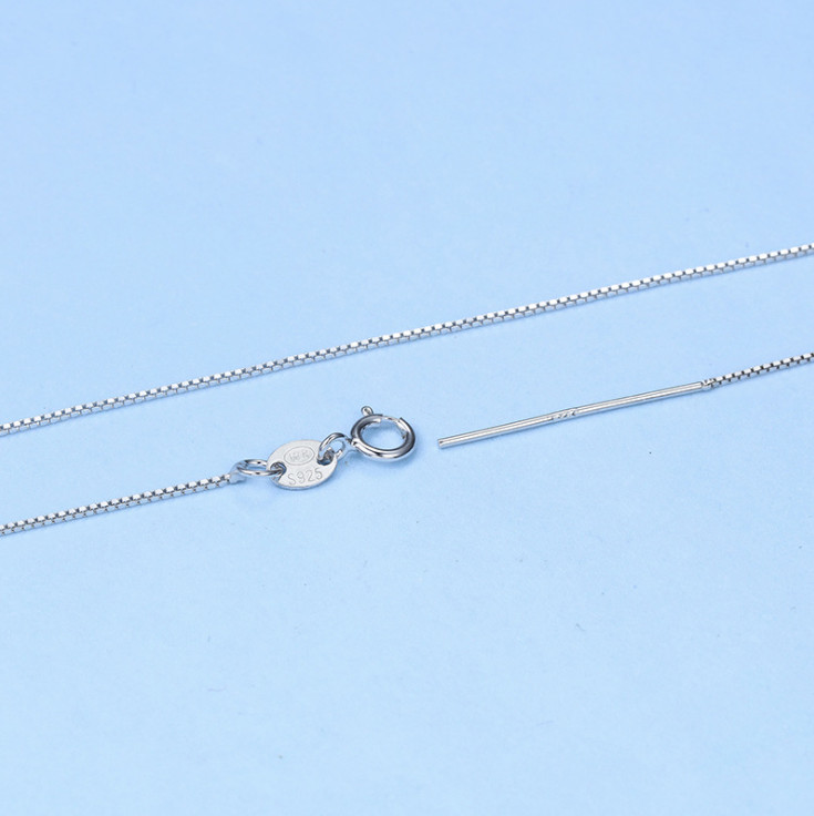 Solid 925 Sterling Silver Italy 0.7mm Box Chain with Needle 20″/22″/24″/26″ DIY