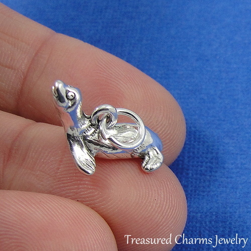 Silver SEA LION CHARM Seal Otter Marine 3D PENDANT