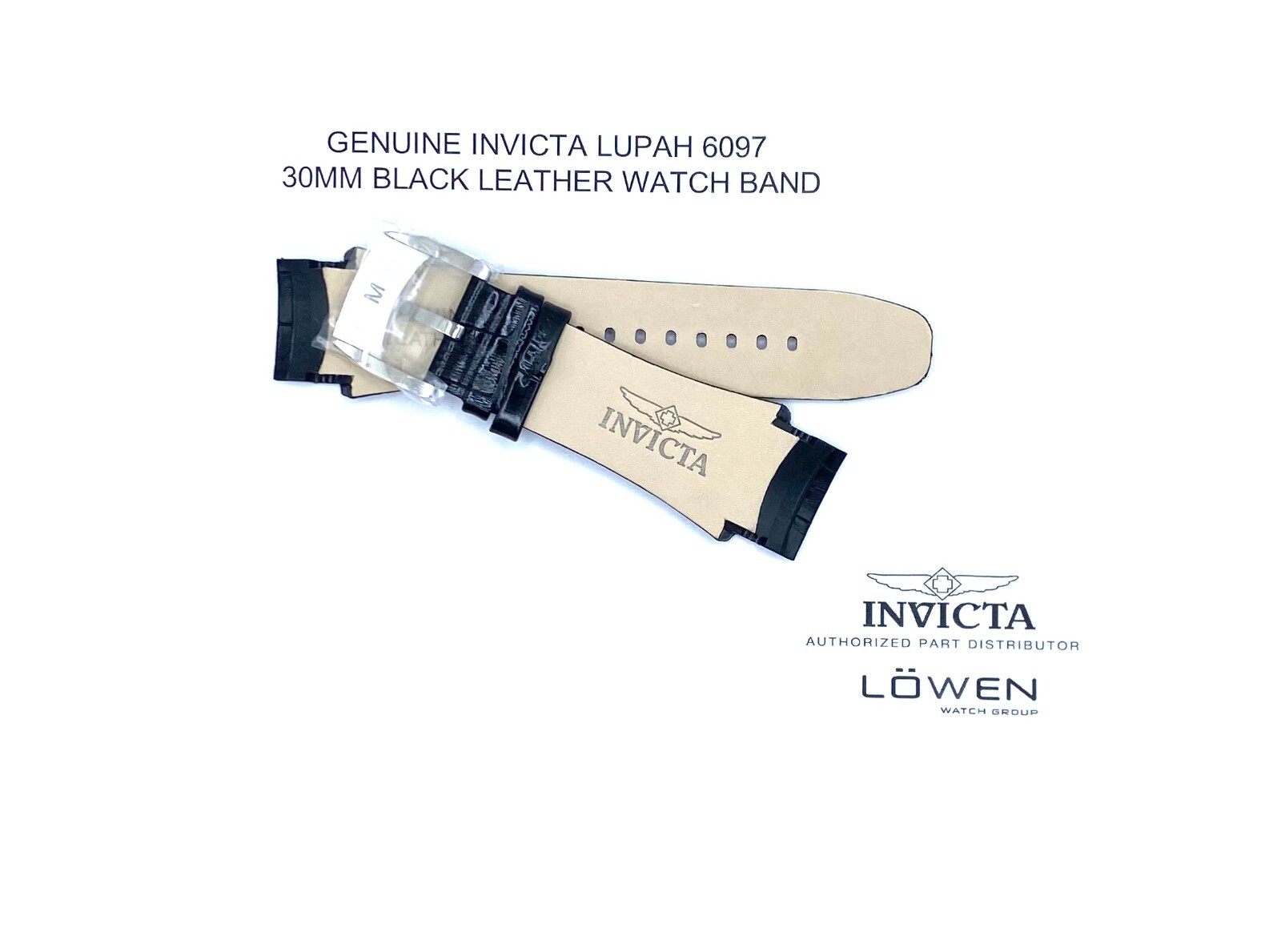 Authentic Invicta Lupah 6097 Black Leather 30mm Watch Band