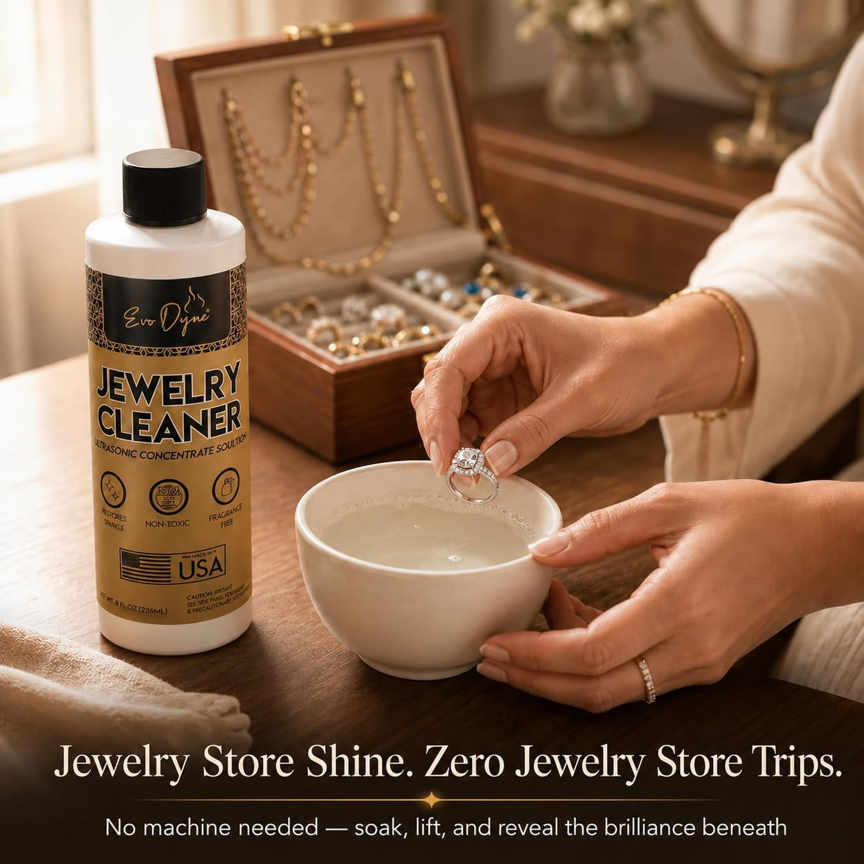 Ultrasonic Jewelry Cleaner Solution | Concentrated, 2-Pack, 8Oz | Jewelry Cleane