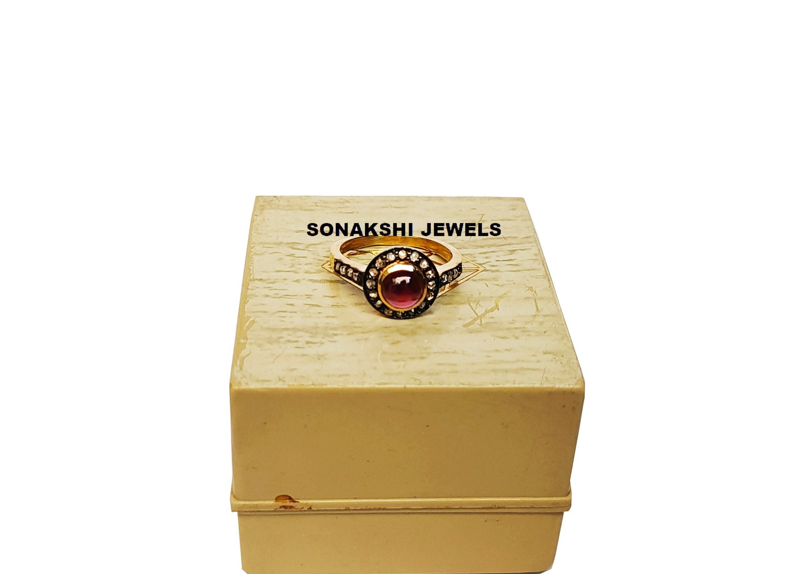 Vintage Ruby Diamond Ring: 925 Sterling Silver Handmade Design Ring
