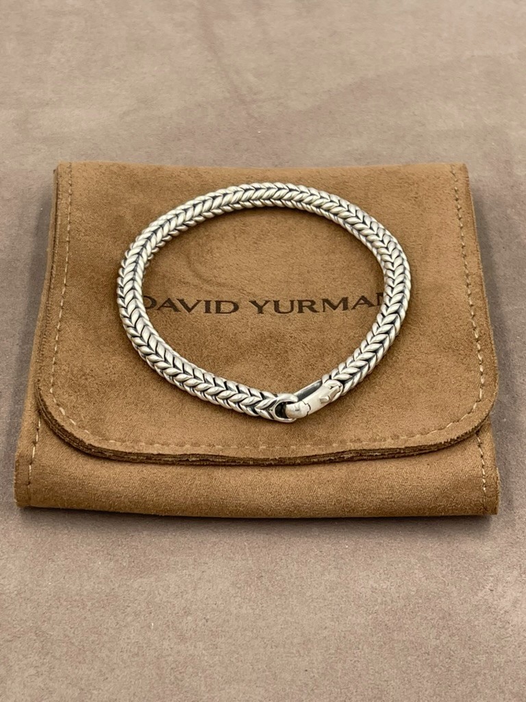 David Yurman Chevron Bead Bracelet 6mm Sterling Silver Size S