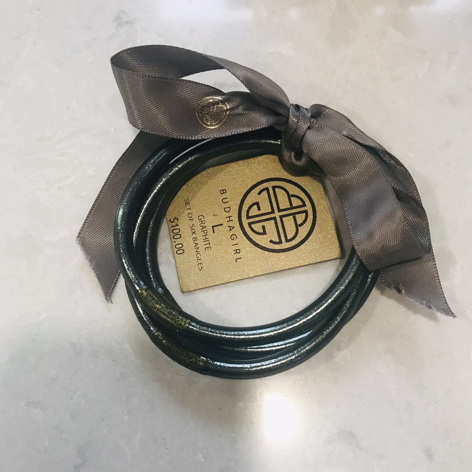 3 – BudhaGirl bangles All Weather Graphite Pause Breathe Large NWT Waterproof