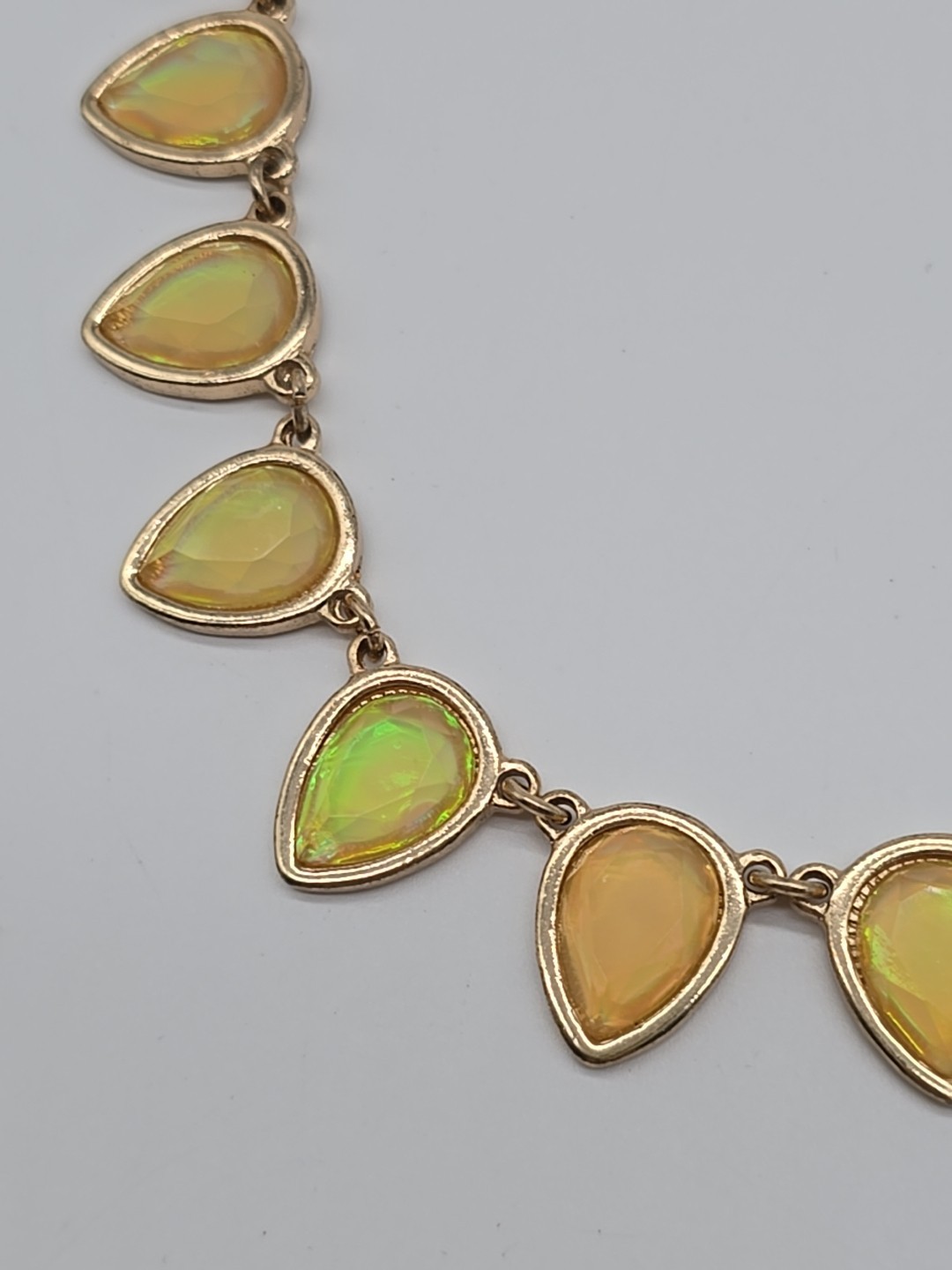 Everyday Wear Yellow Teardrop Statement Necklace and Coordinating Earrings Set
