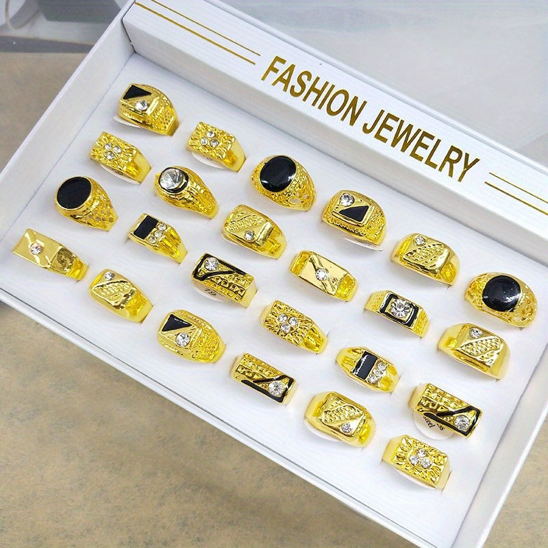 24Pcs/Set Nateral Stone Gemstone Ring Wholesale Lot Finger Ring Daily Party Gift