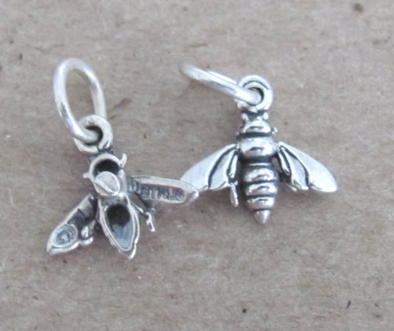 Very small Sterling Silver Bee mini tiny charm.
