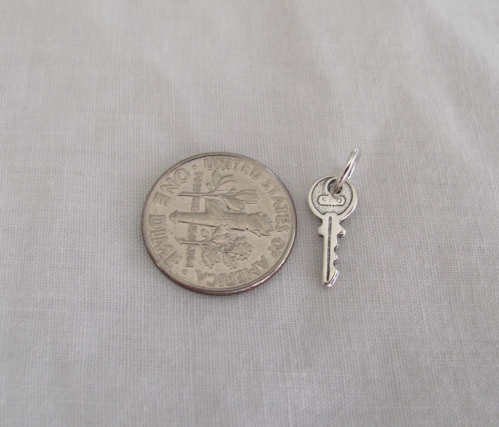 Very small Sterling Silver Key mini tiny charm.