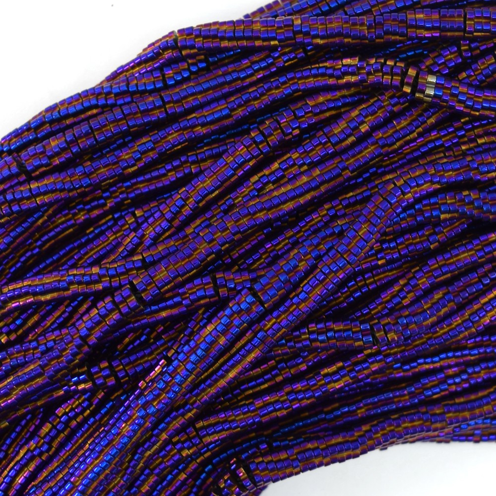 4mm purple hematite daisy beads 15.5″ strand