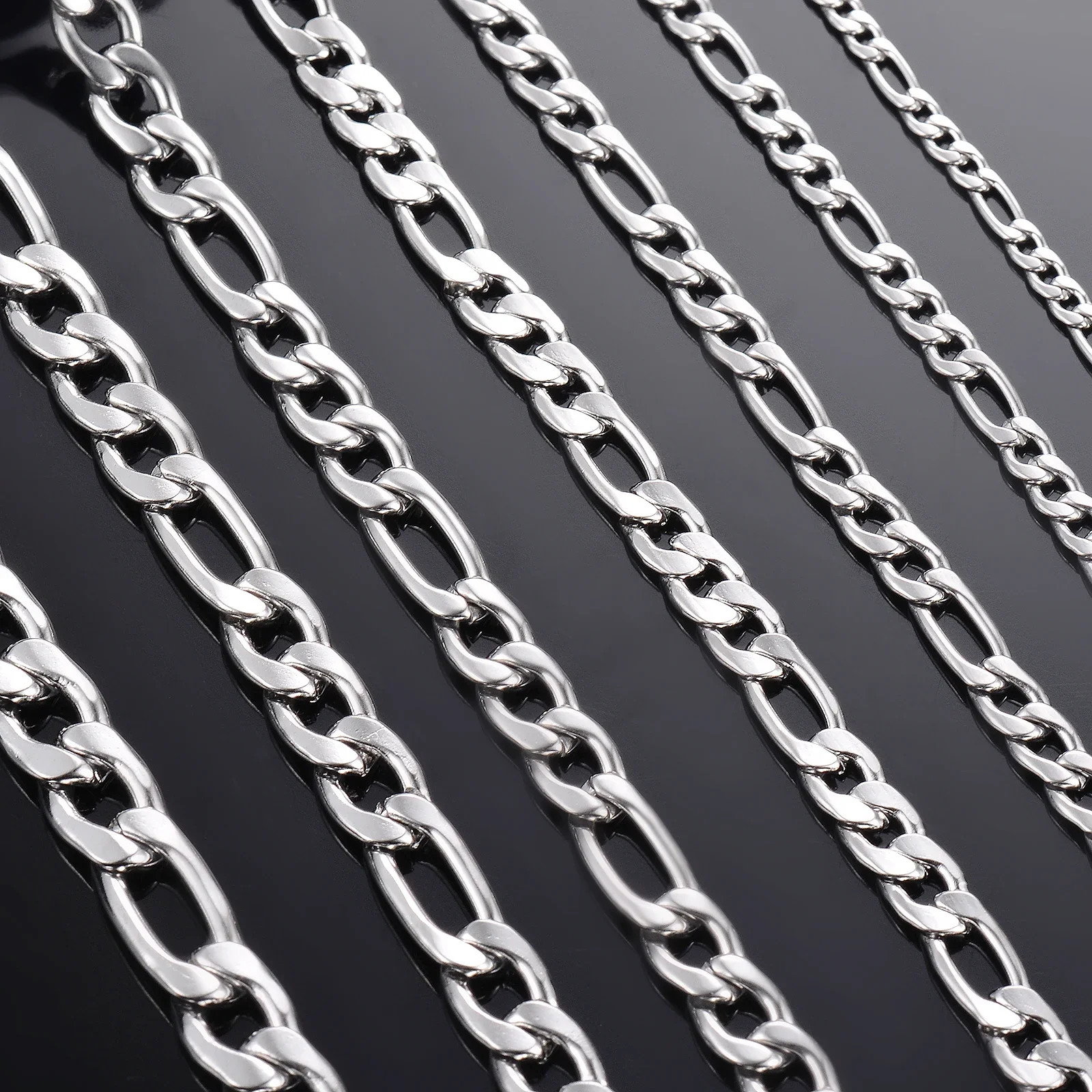 925 Sterling Silver Figaro Chain Necklace Men Women Link Lobster Clasp Gift