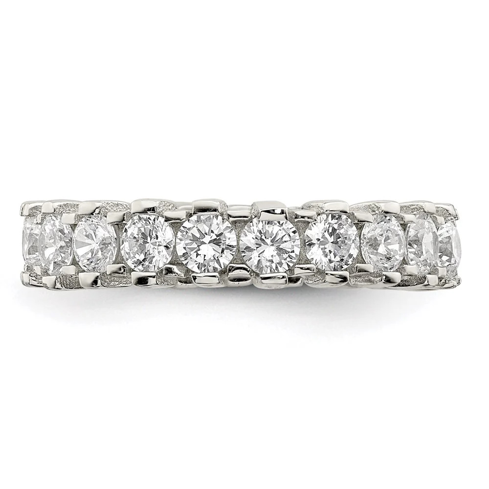 Sterling Silver Rhodium-Plated CZ Eternity Band