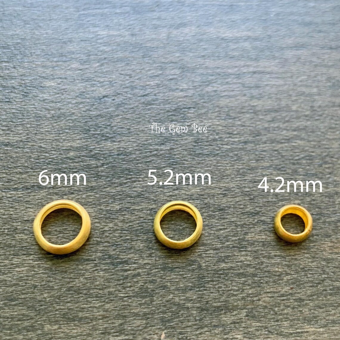 6mm or 5.2mm 18k Yellow Gold Matte Loop Spacer Ring Bead 4.5mm 3.5mm holes