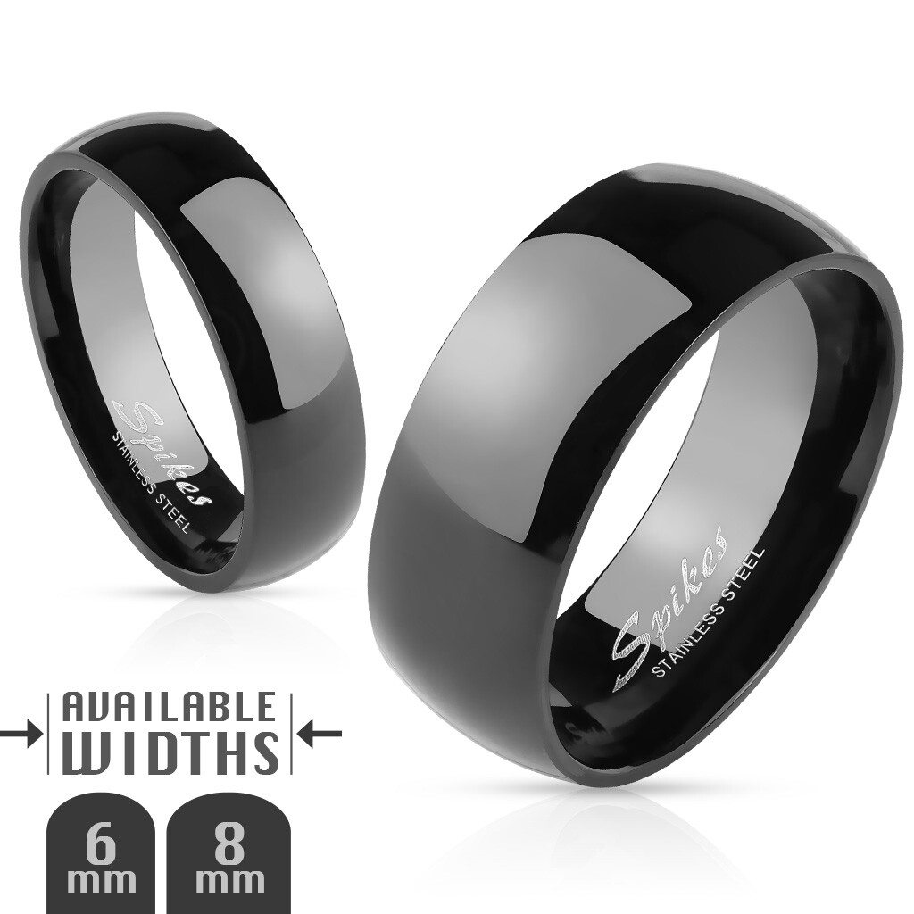 Unisex Stainless Steel 316 Black Ion Plated Wedding Band Ring 6mm or 8mm Sz 5-14