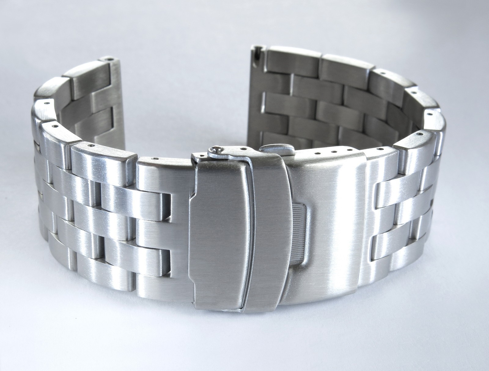 20mm Strait Straight End Brushed Engineer Watch Bracelet, Solid Stainless Steel