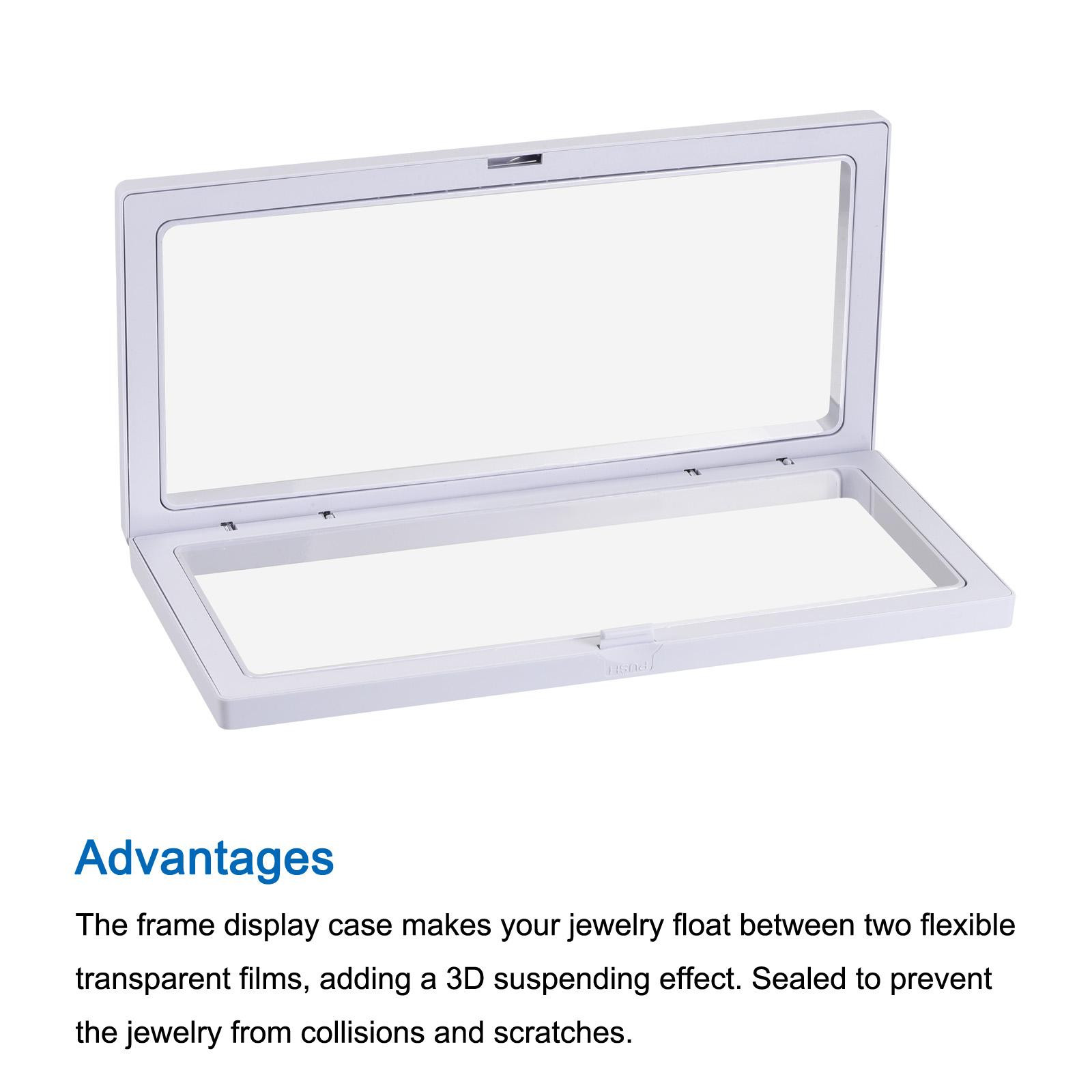 Floating Thin Film Display Box, ABS Frame Case 23cm x 11cm x 2cm White Pack of 1