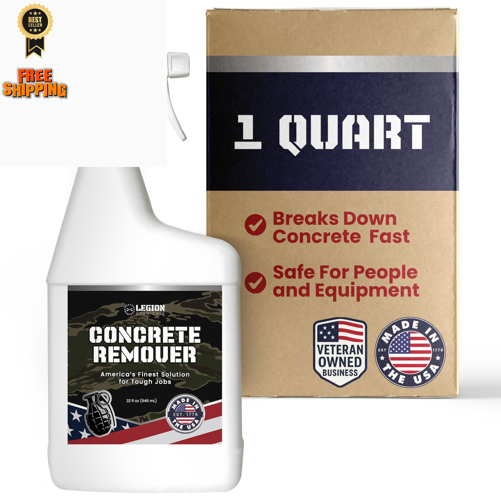 Legion Chemicals Heavy Concrete Remover – Dried 32 Fl Oz (Pack of 1)
