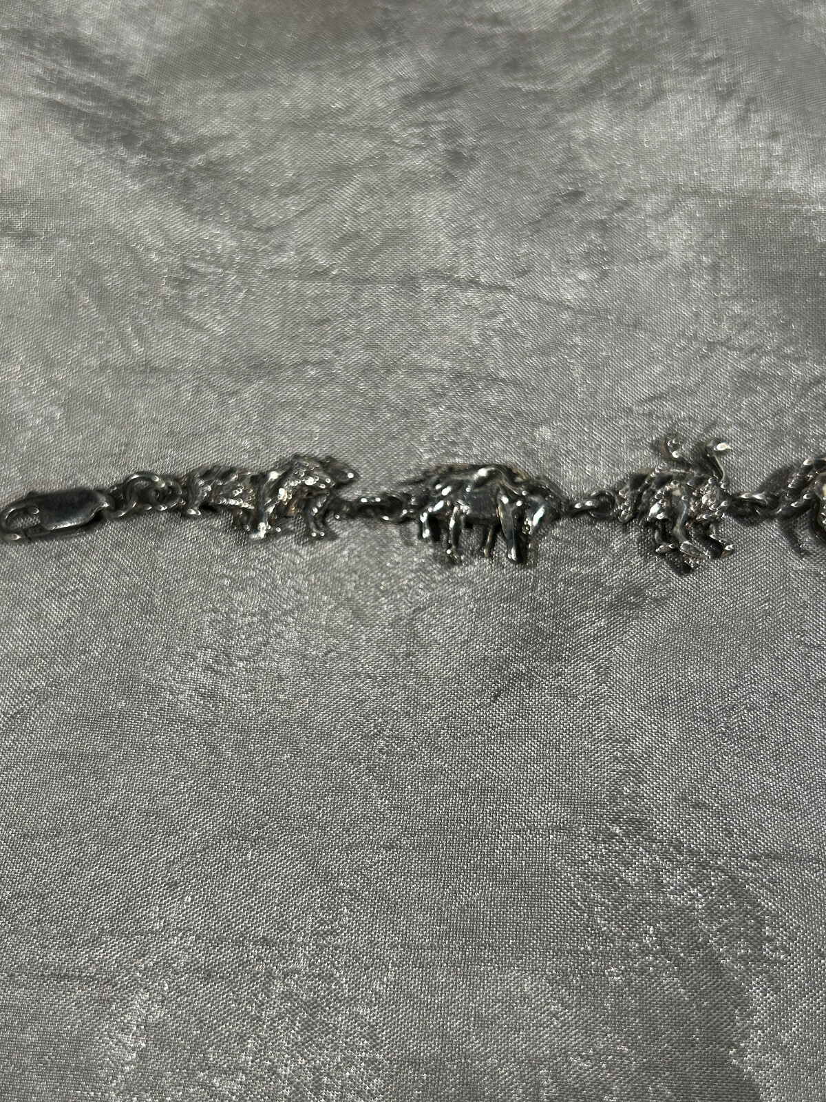 DETAILED STERLING SILVER NOAH’S ARK ANIMAL BRACELET 7″