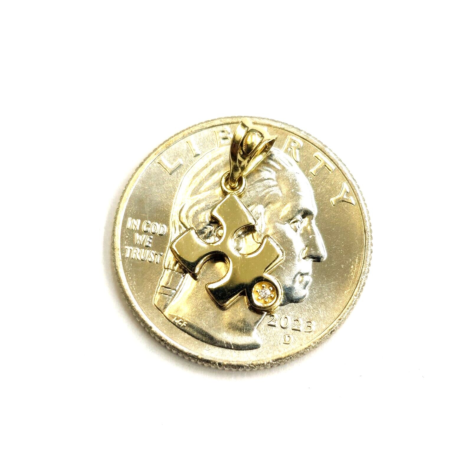 14k yellow Gold Tiny puzzle piece Pendant charm unisex gift fine jewelry 0.8g