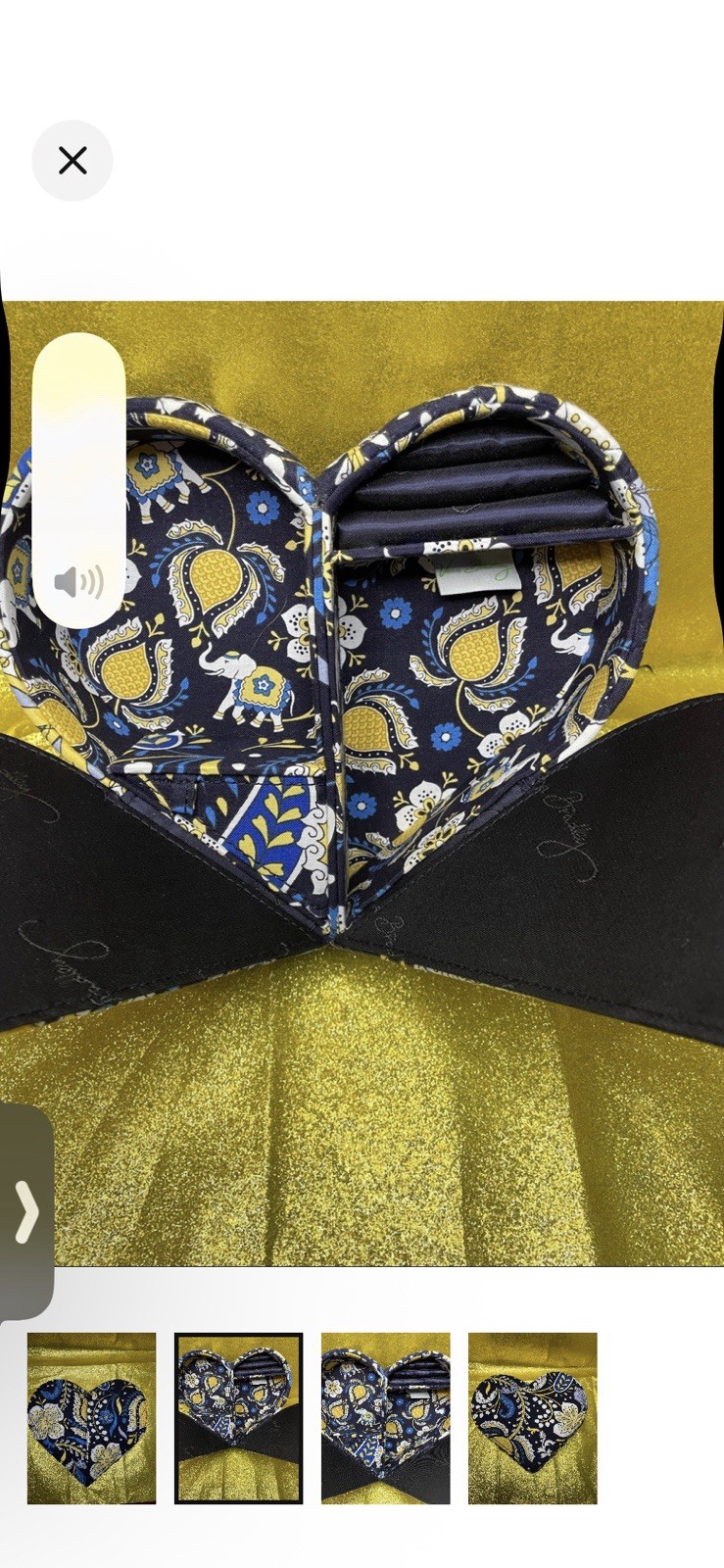 Vera Bradley Heart Shaped Fabric Lined Ring Jewelry Box,
