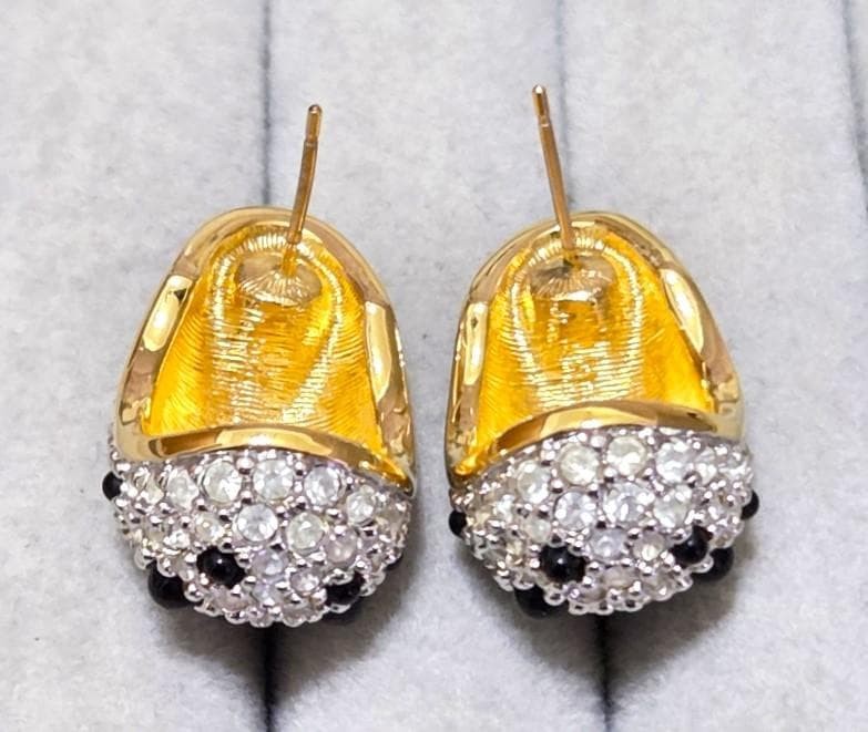 Swarovski Black & White Oval Shape Earrings Used Not specified