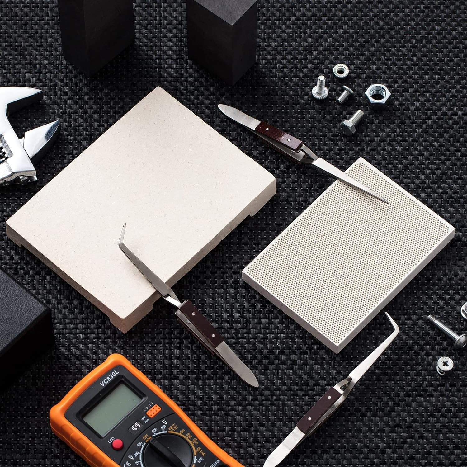 2 Pieces Ceramic Honeycomb Soldering Board Jewelry Block Welding Heat Proof Mat