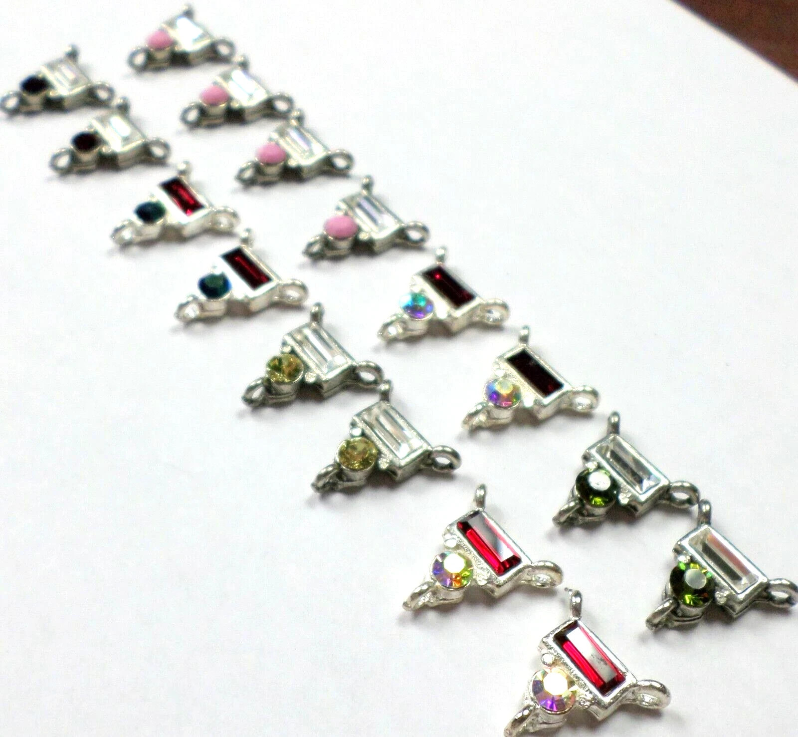 16 Made with Swarovski Colorful Rectangle Connector Pendant Earring 16x14mm