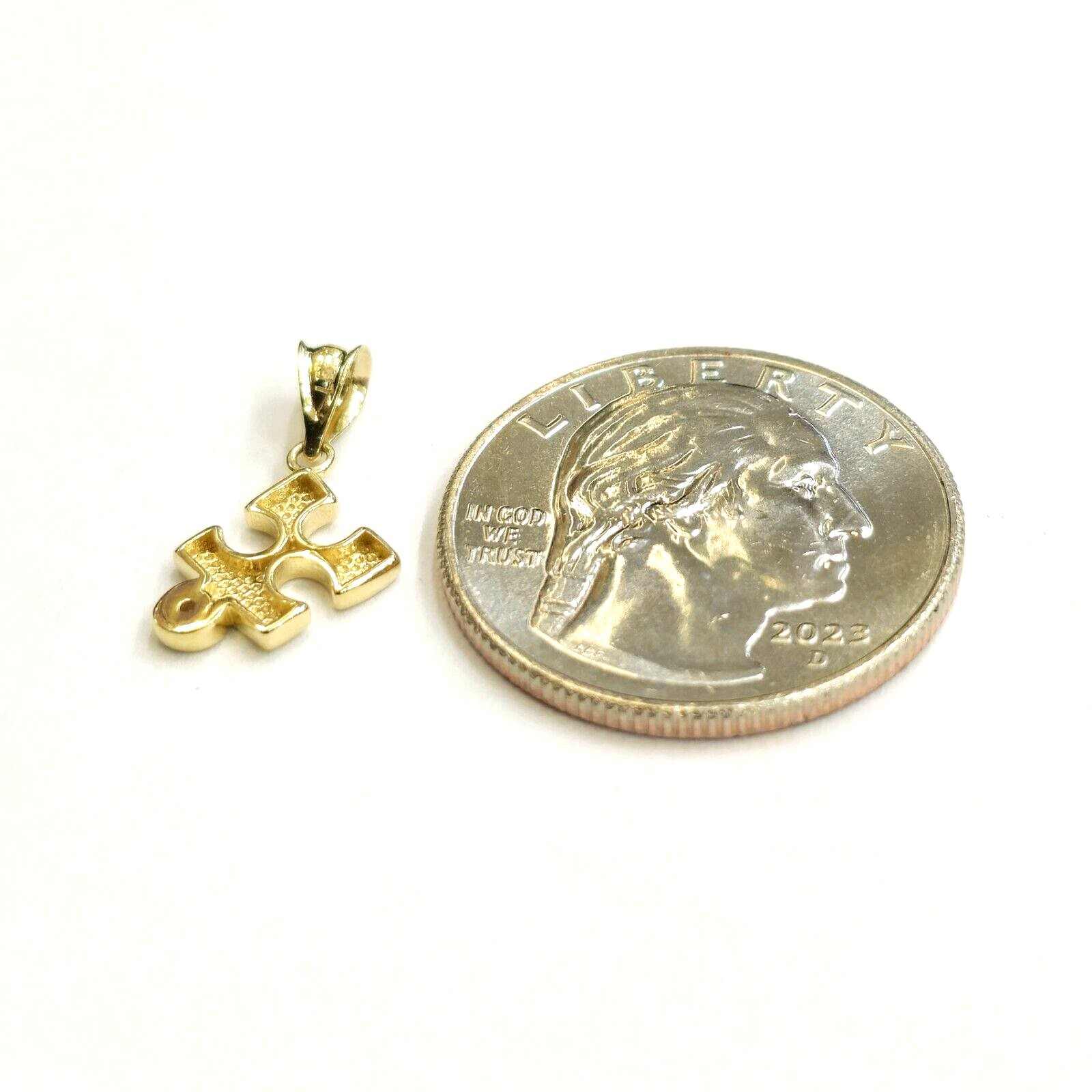 14k yellow Gold Tiny puzzle piece Pendant charm unisex gift fine jewelry 0.8g