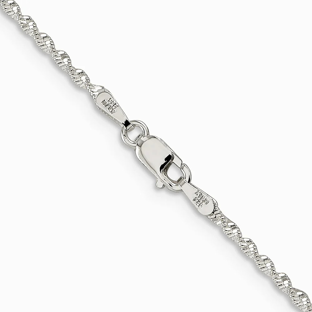 Sterling Silver 1.65mm Twisted Herringbone Chain Necklace 16″-24″