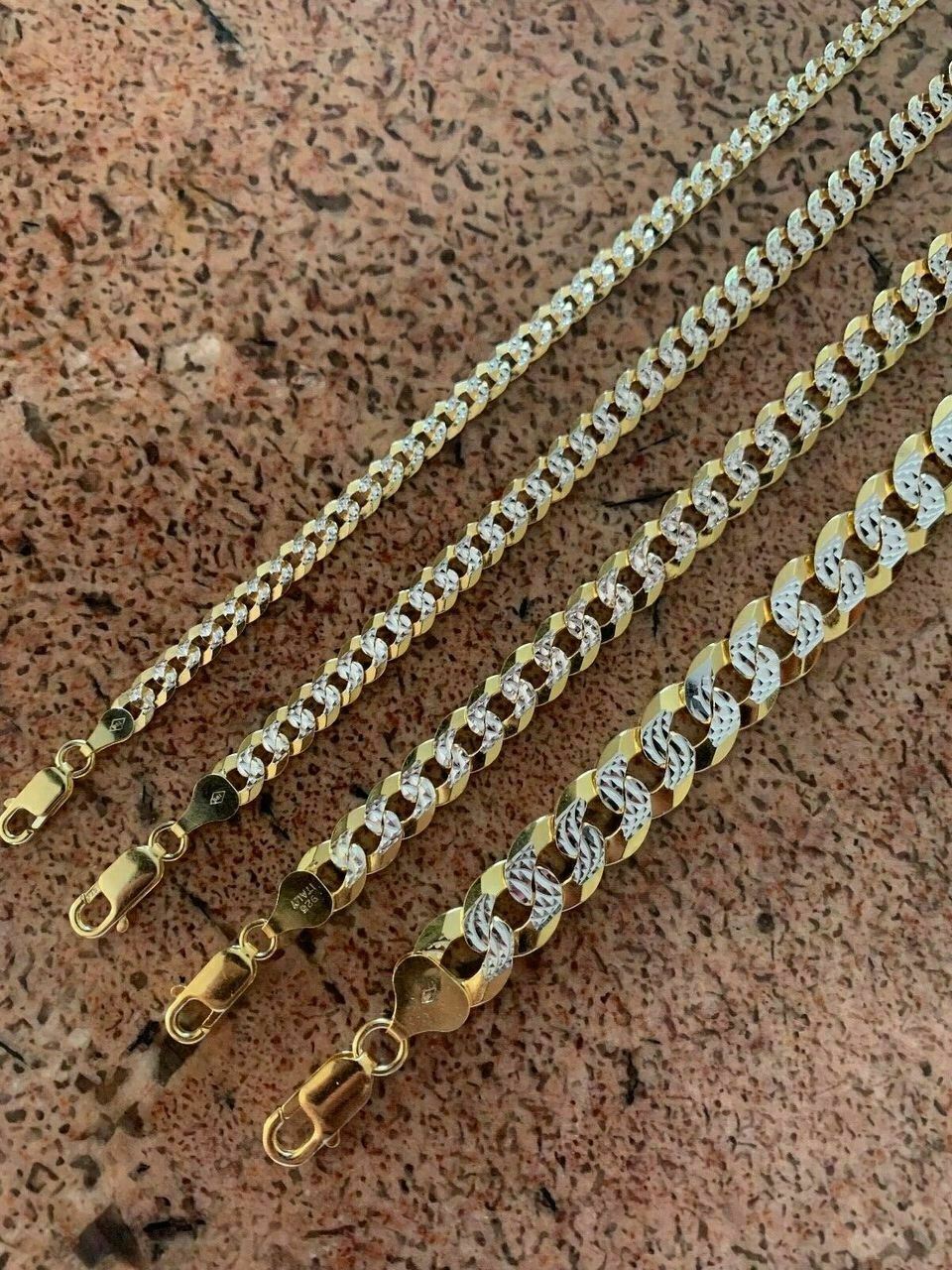 Cuban Link Chain Bracelet 14k Gold Plated Real Solid 925 Silver Necklace 5-11mm