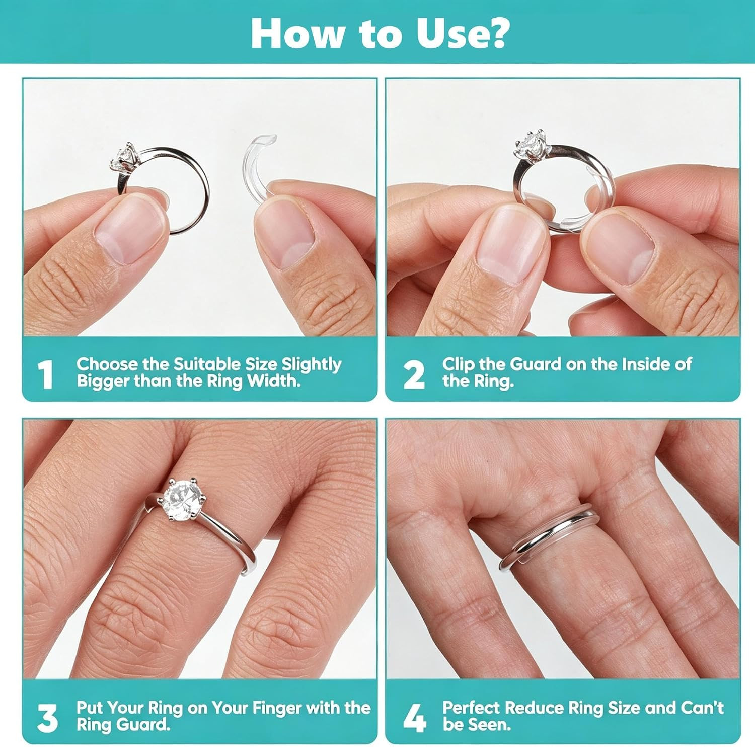 Feramox Ring Size Adjuster for Loose Rings, Invisible Clip-On Guards(8 Pcs) | St
