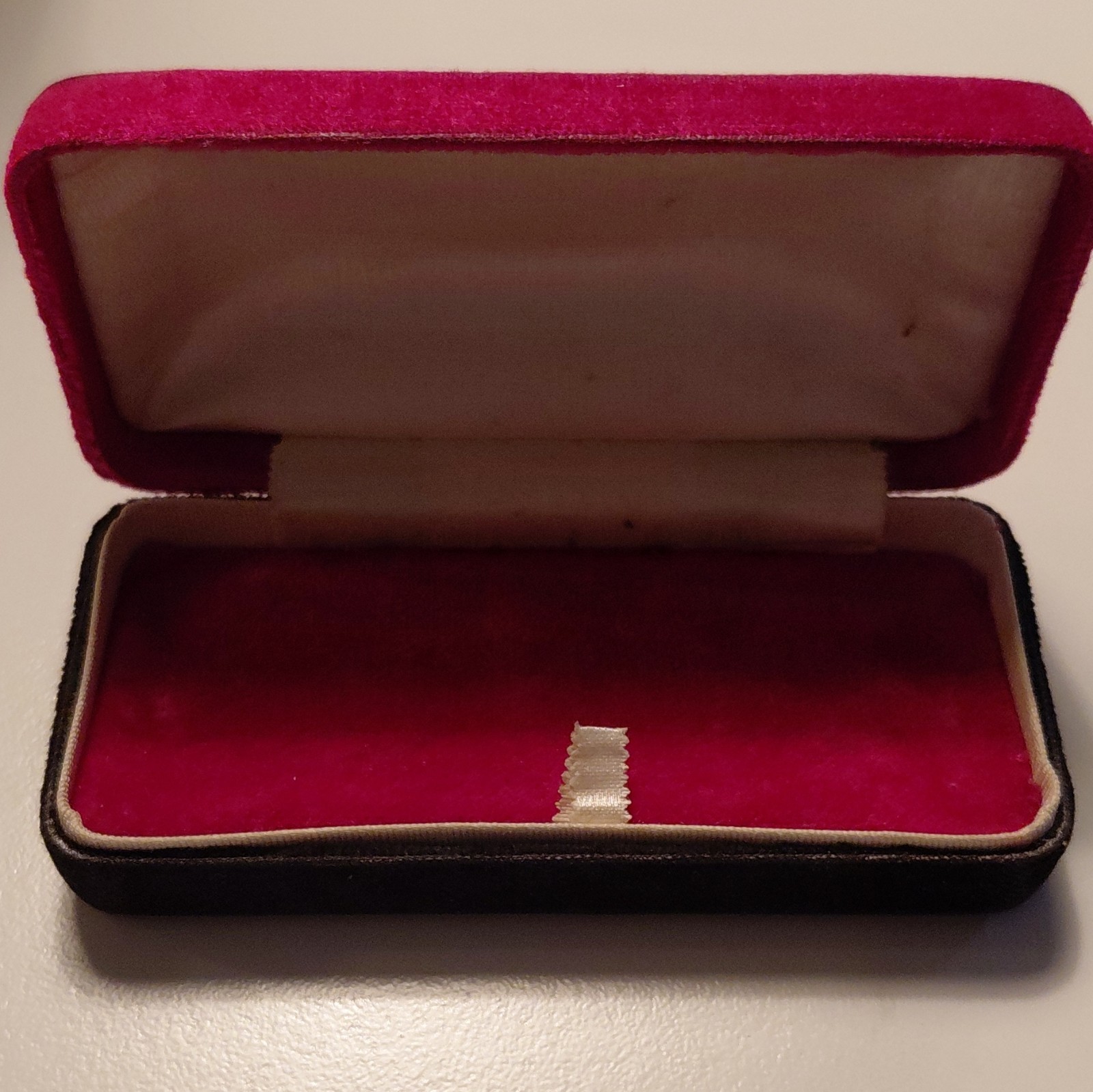 Antique Pink Jewelry Box Display Case w/ White Satin Lined Interior