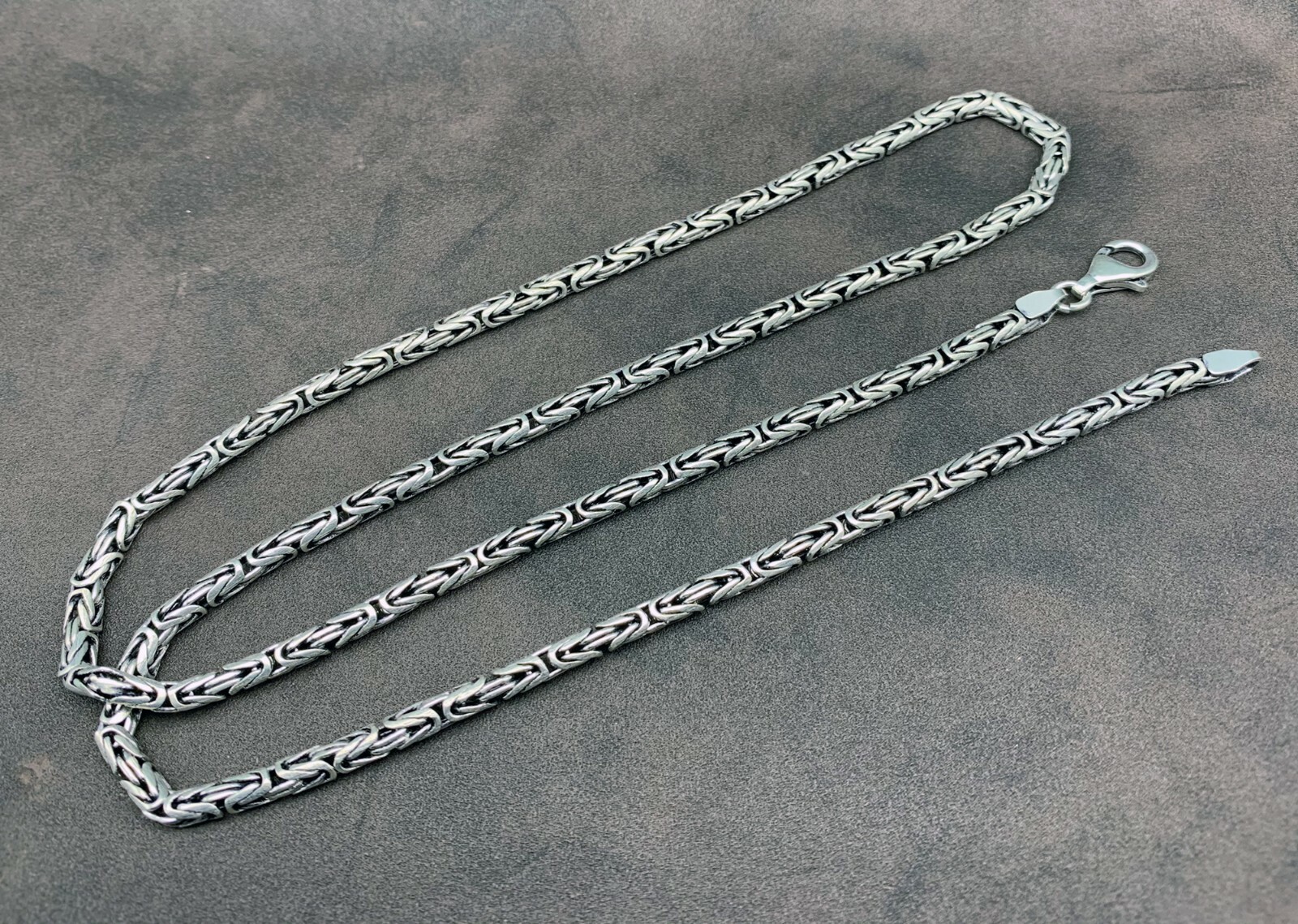 925 Sterling Silver Byzantine Chain 2 mm, 3 mm, 4 mm, 5 mm King Chain Necklace