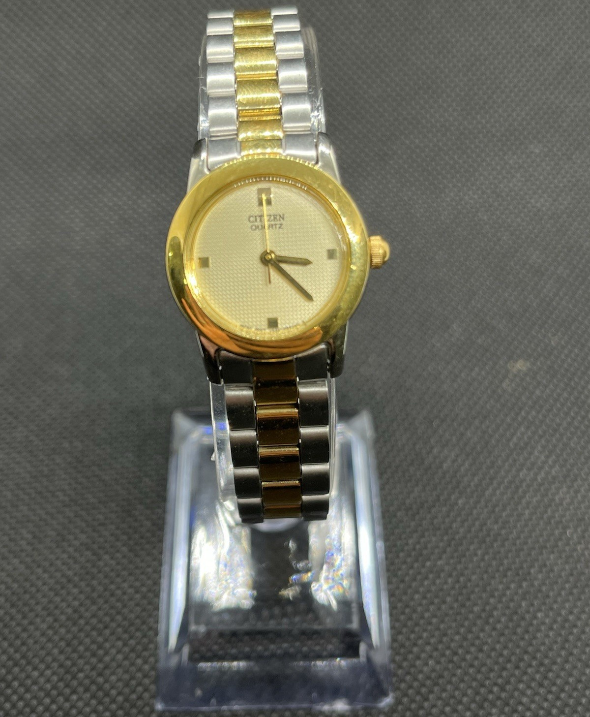 Citizen Quartz Women’s Two-Tone Steel Bracelet Gold Dial Square Indexes