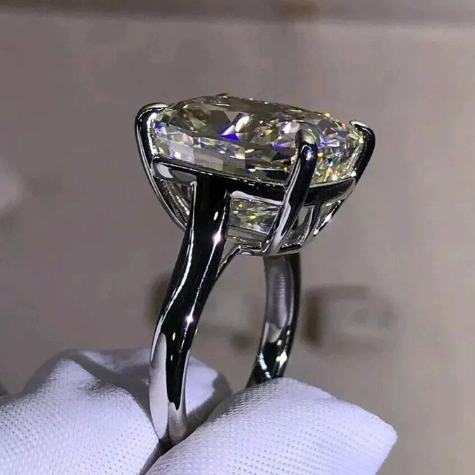 12 Ct Certified Treated Off White Diamond Solitaire Engagement Ring,925 Silver