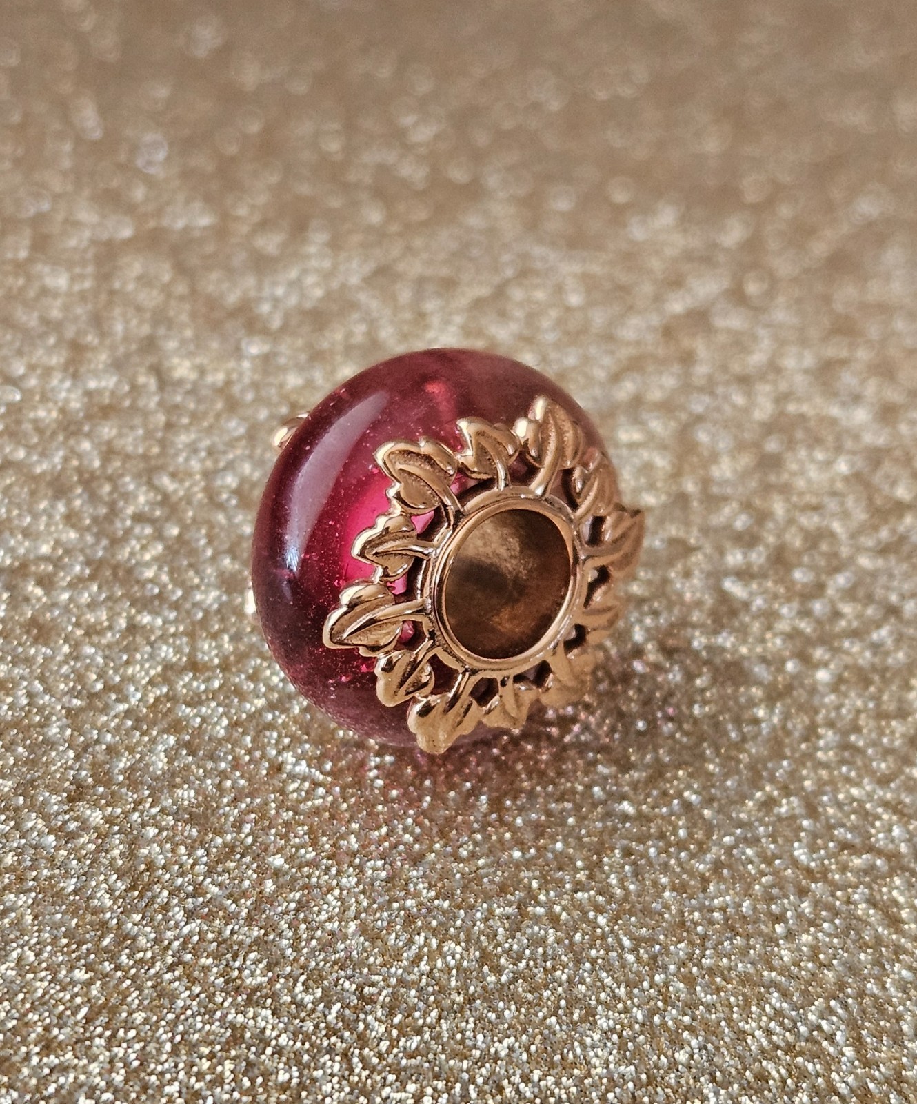 Authentic Pandora Pink Leaf Gold Charm