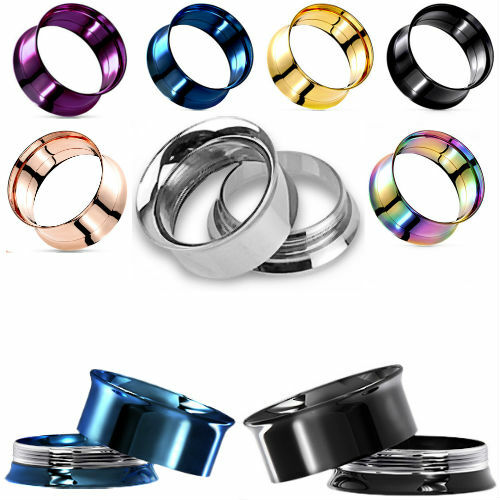 EAR GAUGES EAR PLUGS 316L STAINLESS STEEL INTERNAL THREADED SOLD IN PAIRS USA