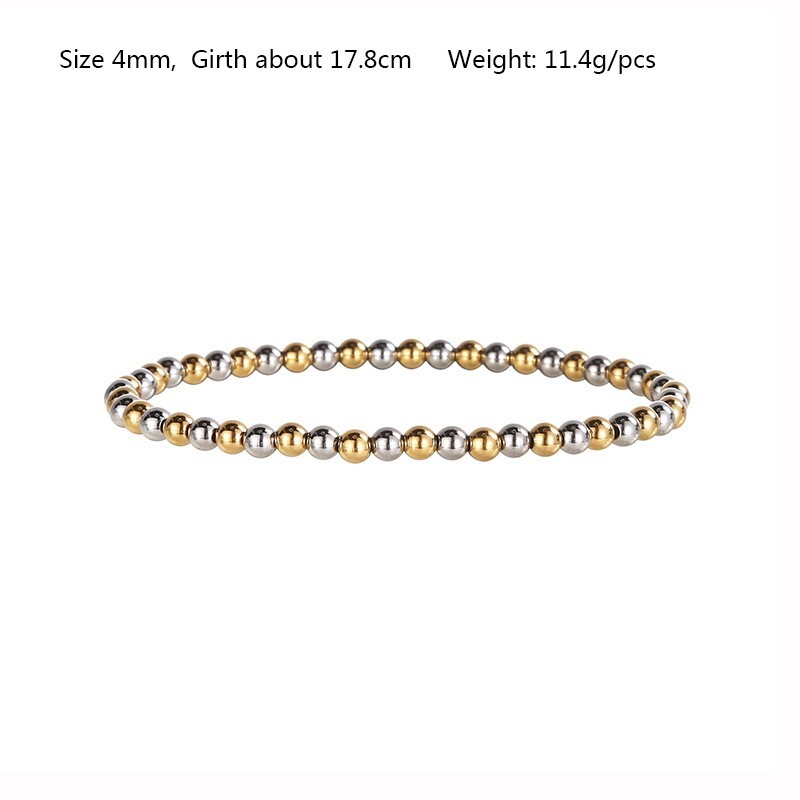 14K Gold Plated Stainless Steel Bracelet Bead Beaded Stretch Stacking T14