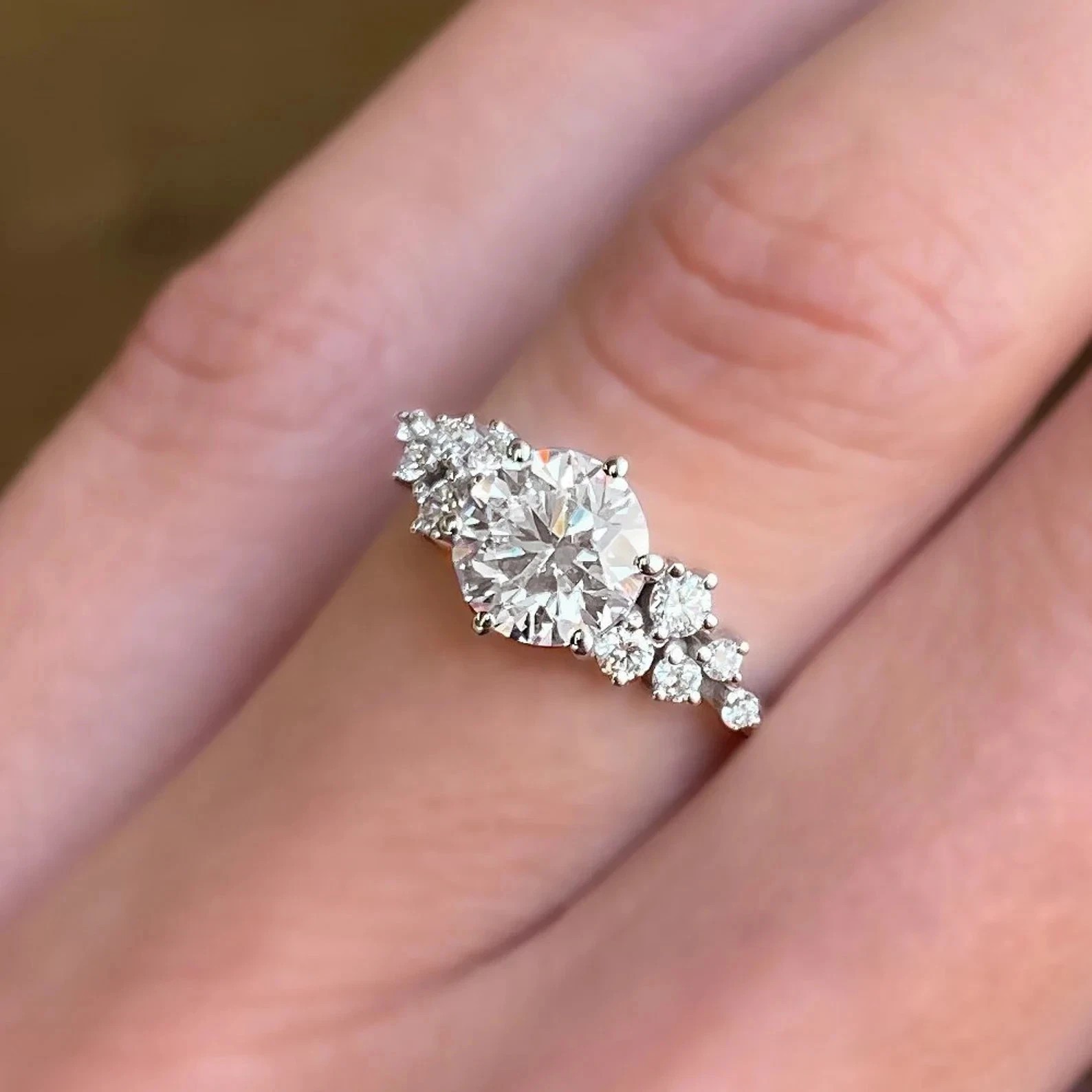 2.20 Ct Round Cut Moissanite Solitaire Engagement Ring 14k White Gold Plated