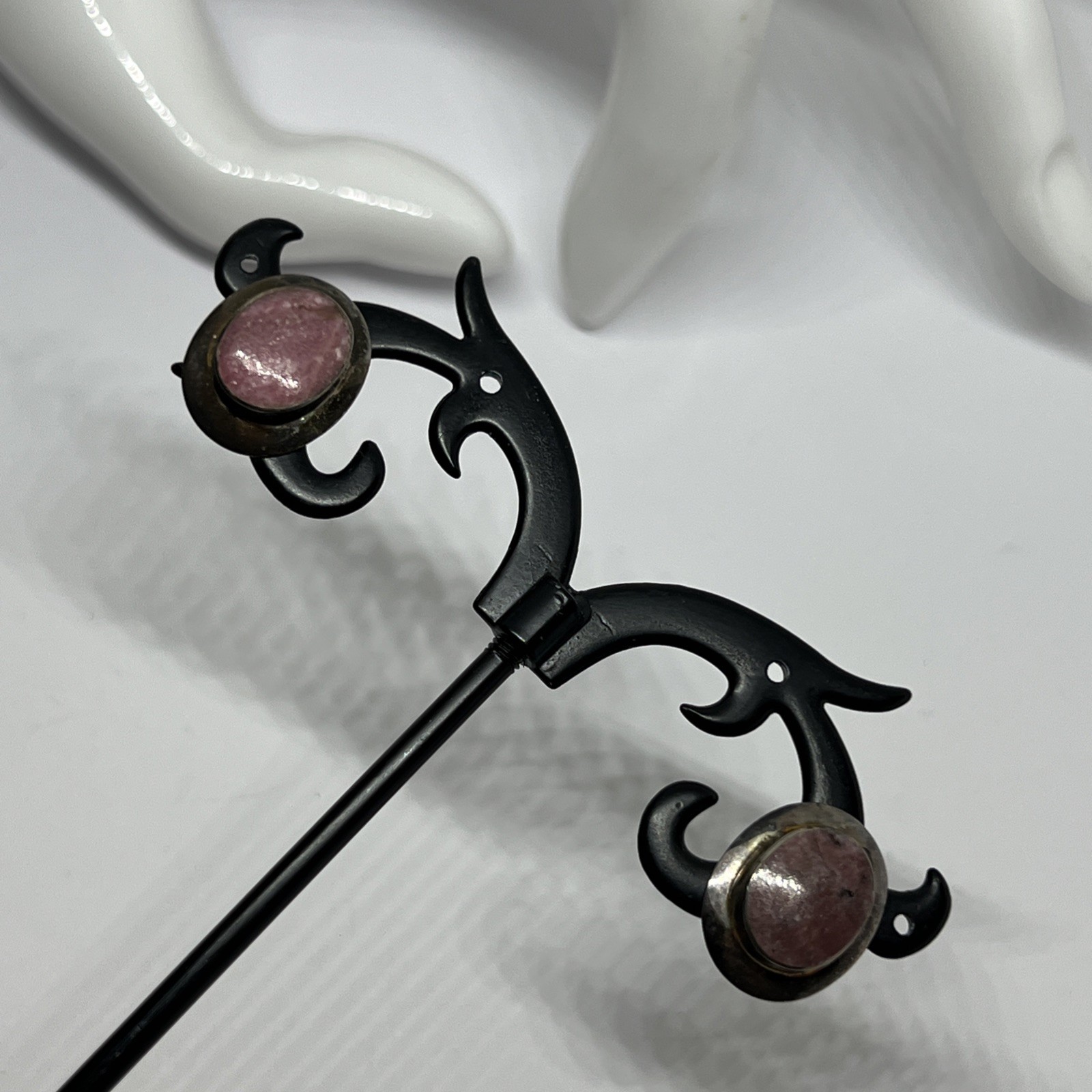 Signed CID 925 Silver Pink Gemstone Earring, Designer Handmade, Size 12 X 15 mm