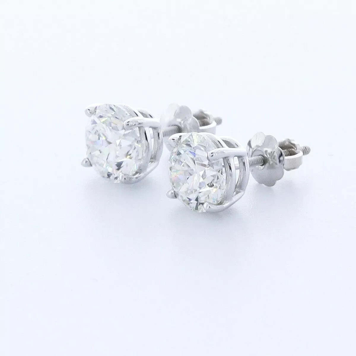 Solid 14K Yellow Gold Stud Earrings Classic 3.90 CT Round Natural Diamond F SI2