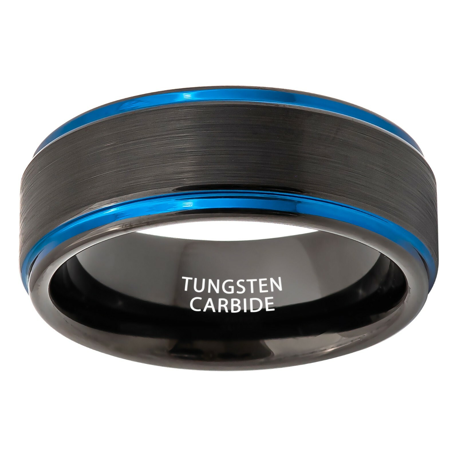 Tungsten Ring Black Ion Plated Center Brushed 8mm Wedding Anniversary Unisex