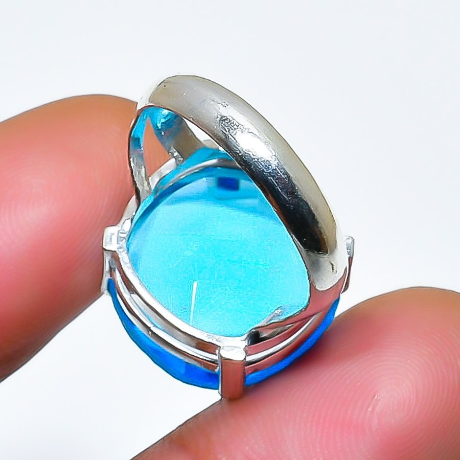 Swiss Blue Topaz Gemstone 925 Sterling Silver Jewelry Ring Size 5.5