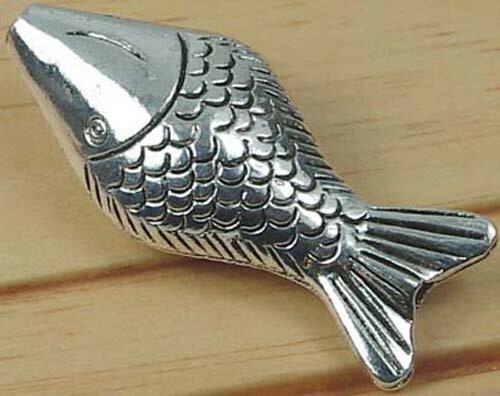 1 Antique Silver Pewter Fish Focal Bead 52x22mm