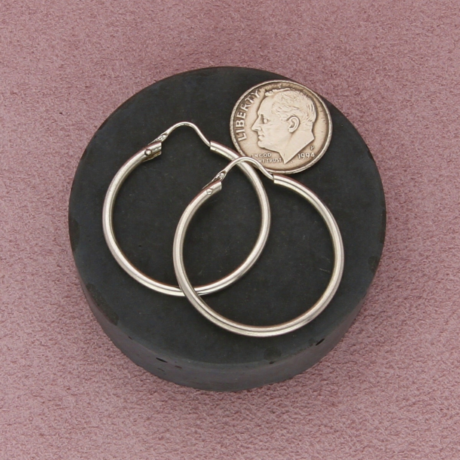 sterling silver vintage 30mm tube hoop earrings